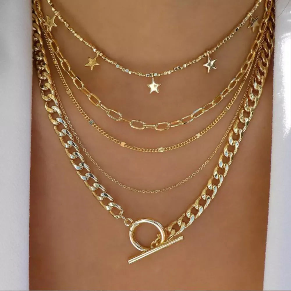 Boho Multi-Layer Crystal Pendant Necklaces