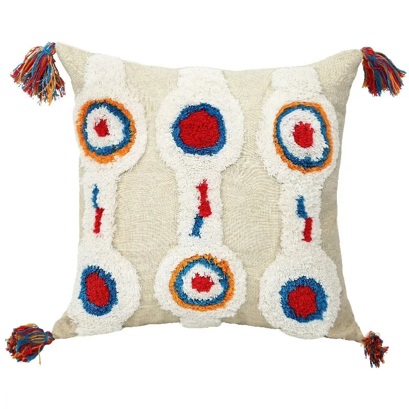 DecorBites™ Geometric Waves Tufted Pillow Covers with Embroidered Tassels