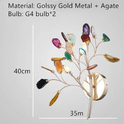 DecorBites™ Agate LED Wall Lamp Sconces Gold Metal Surface Mount E14 G4 Bulb