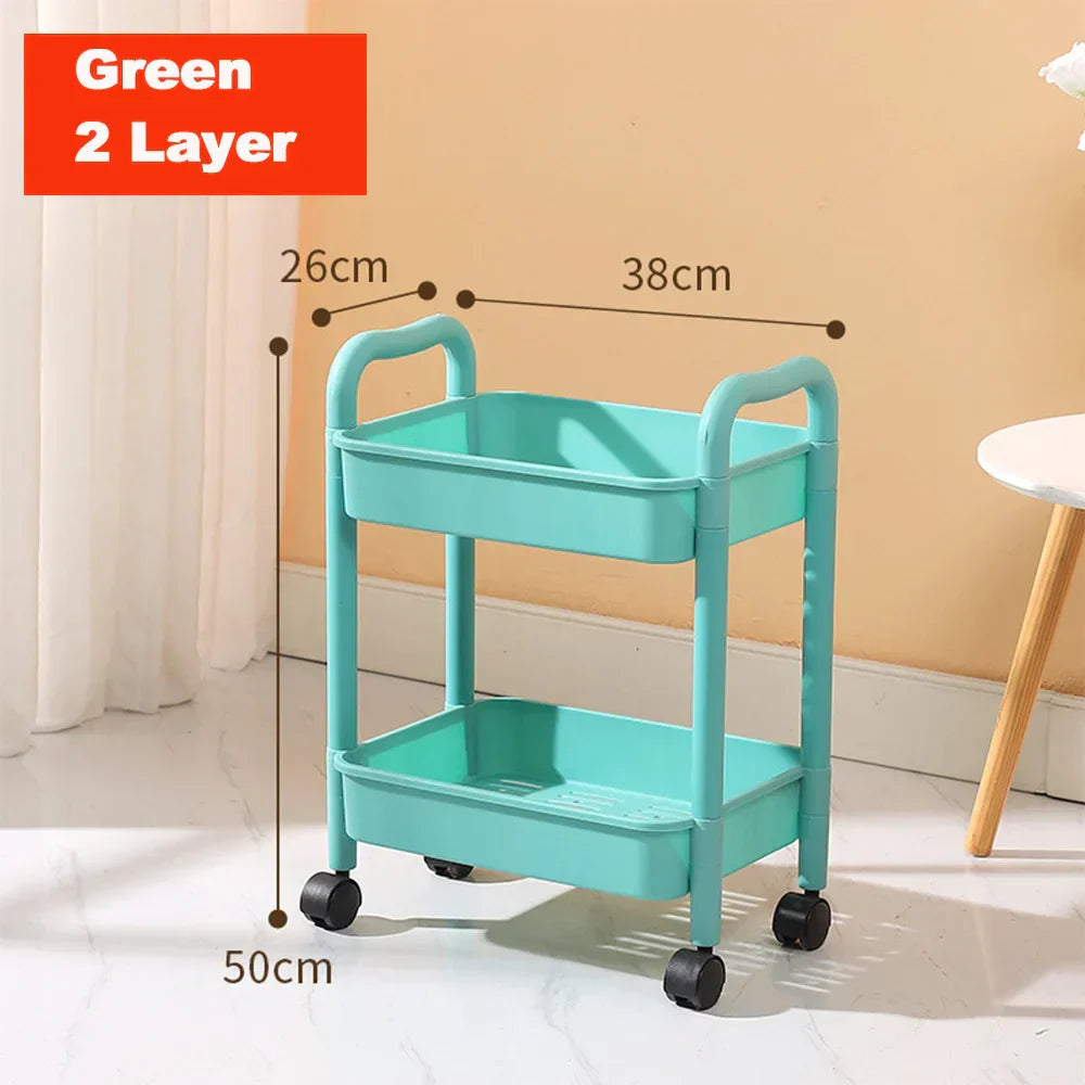 DecorBites™ Kitchen Storage Cart Rolling Utility Organizer Rack Shelf Trolley Cart