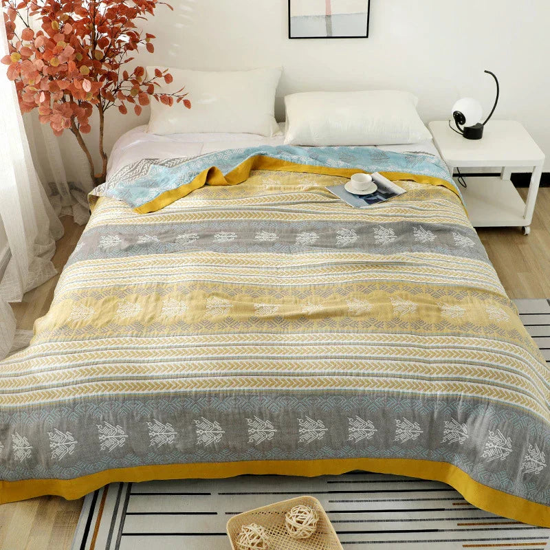 DecorBites™ Cotton Gauze Summer Blanket: Soft, Breathable, Cooling Quilt