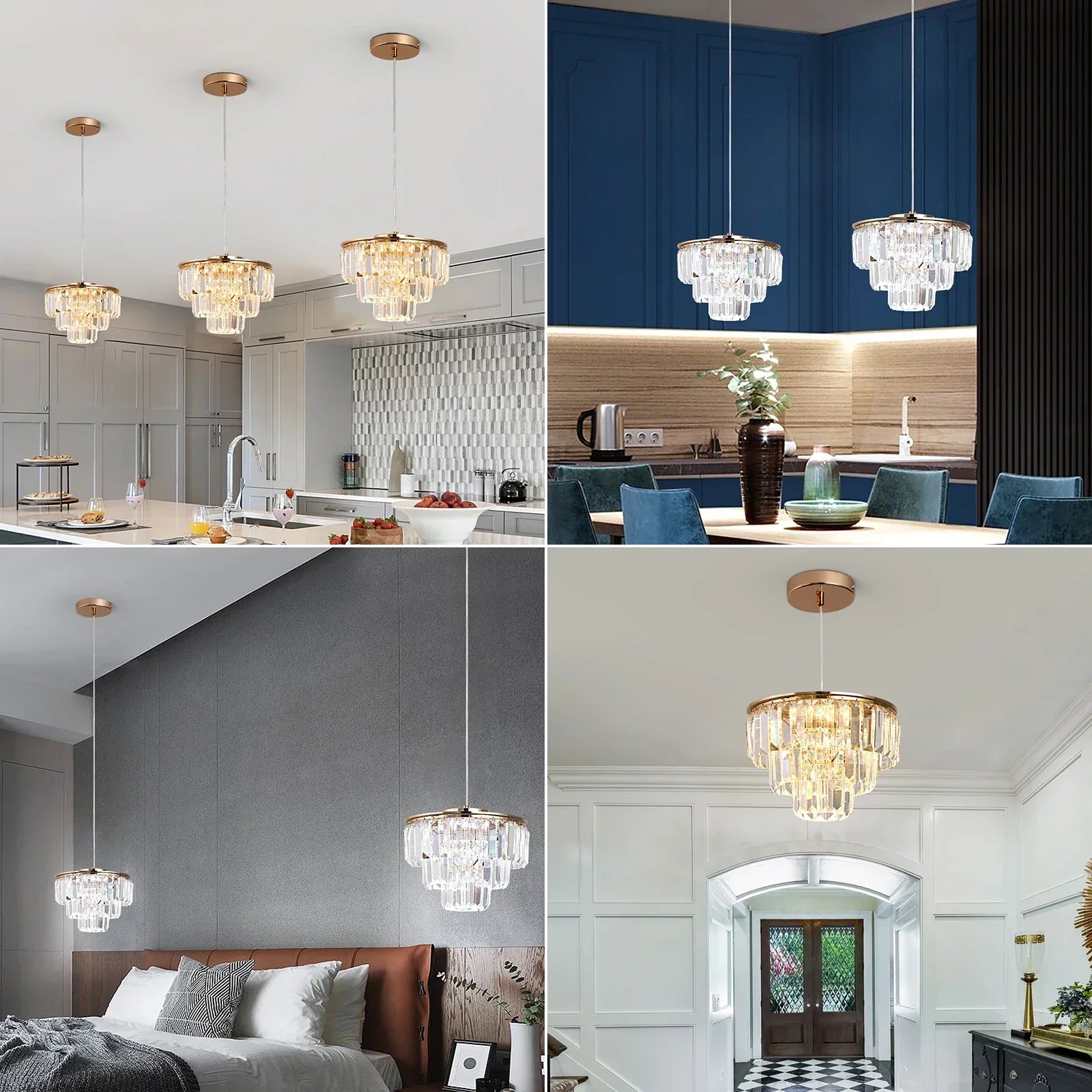 DecorBites™ Crystal LED Pendant Light for Kitchen Island Living Dining Room Chandelier