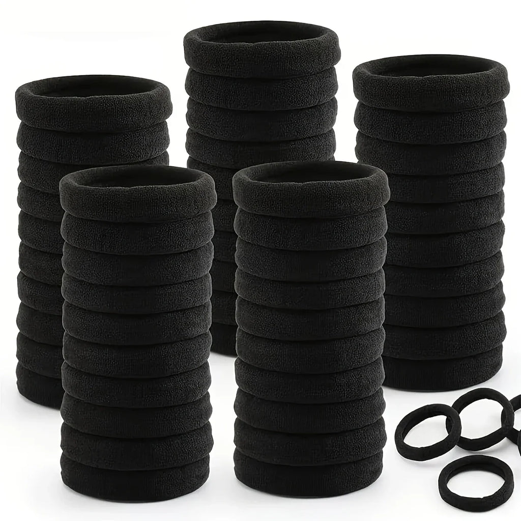 100-Pack Black Seamless Elastic Hair Ties for Women and Girls, No-Damage High Elastic Ponytail Bands