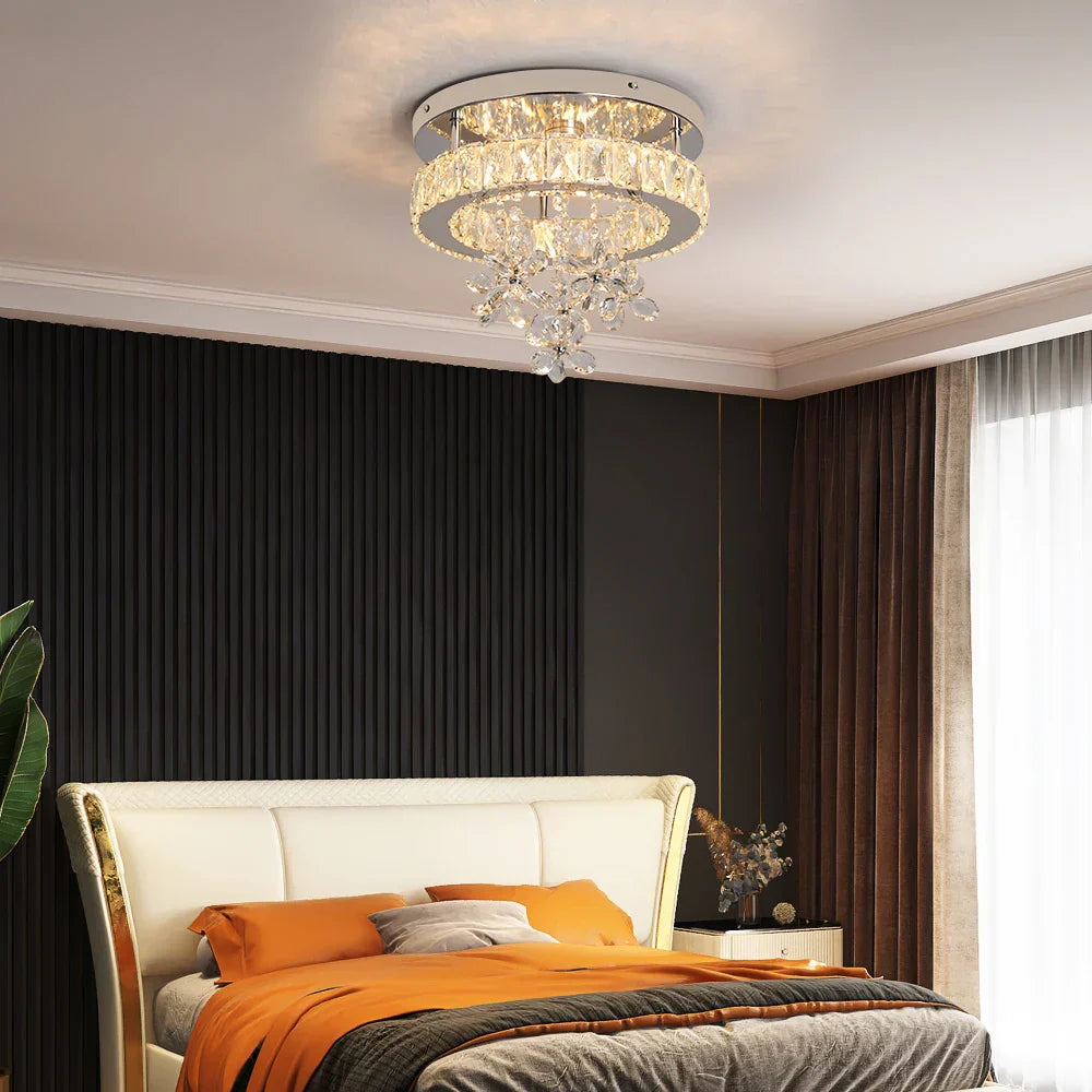 DecorBites™ Crystal LED Ceiling Chandelier for Luxury Living Room Decor