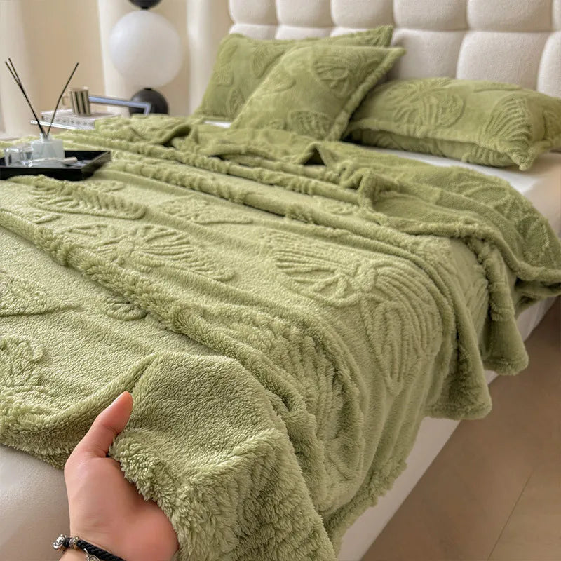 DecorBites™ Luxe Chiffon Butterfly Jacquard Throw: Soft & Cozy Blanket for Couch or Bed