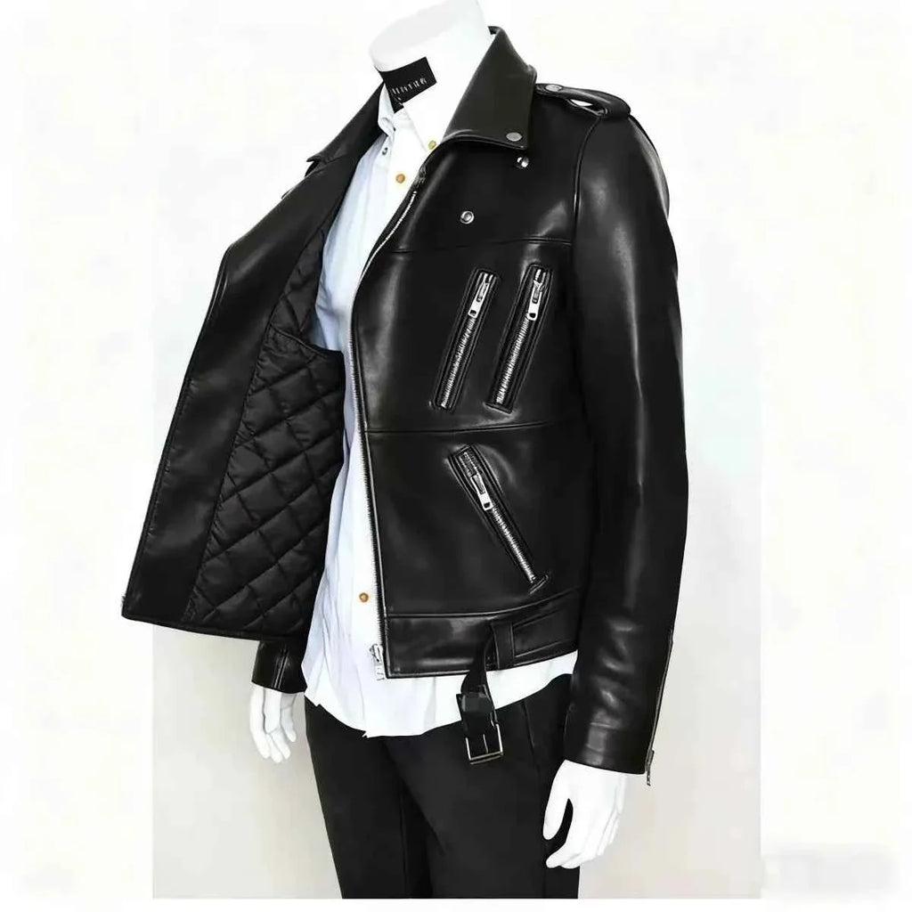 Unisex Oversized Button-down PU Leather Coat with Multiple Zippers Polo Jacket, with Many Zippers