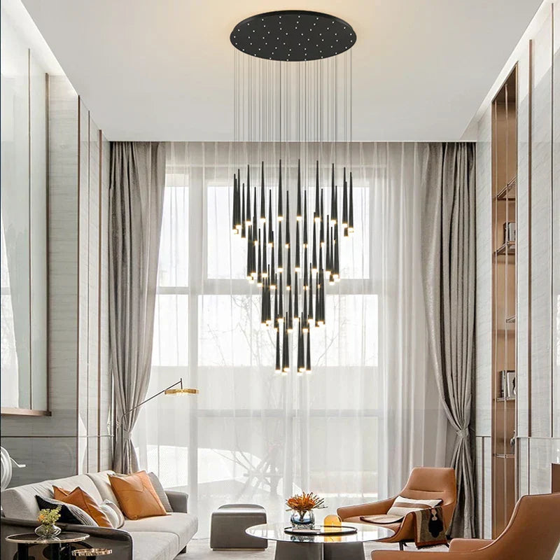 DecorBites™ Golden Tapered Chandelier LED - Modern Indoor Lighting for Living Room, Kitchen, and Hall