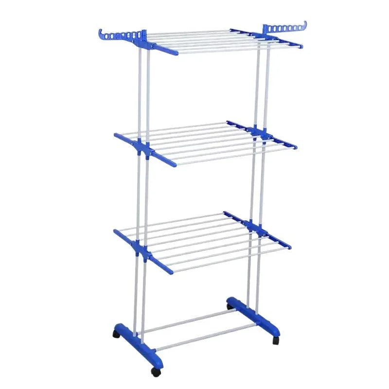 Foldable Plastic Clothes Drying Rack Laundry 4-Tier, Moveable Clothes Horse