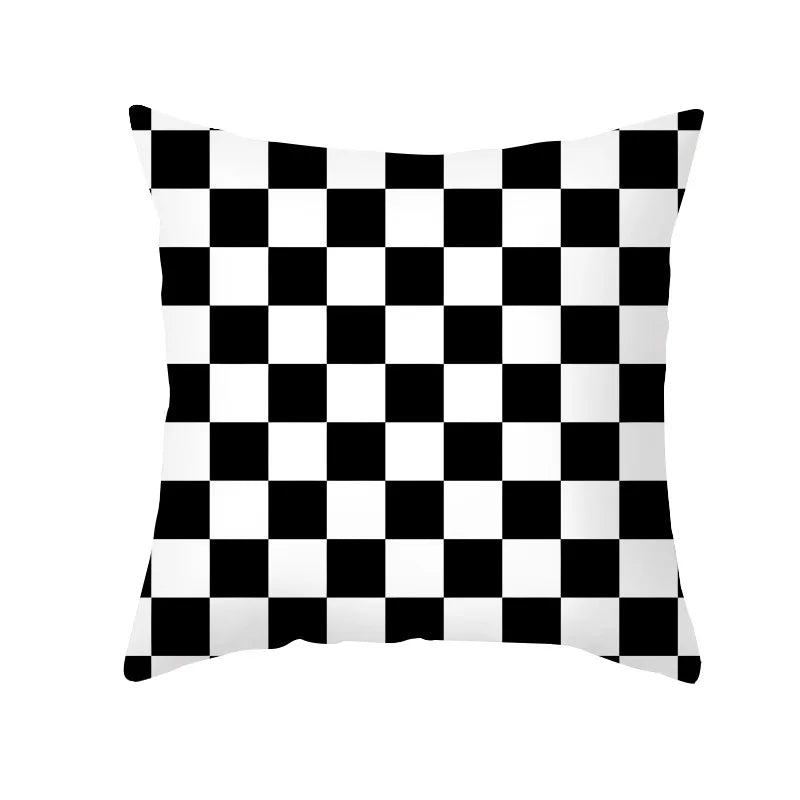 DecorBites™ Black Geometry Letters Print Cushion Cover for Home Decor & Office