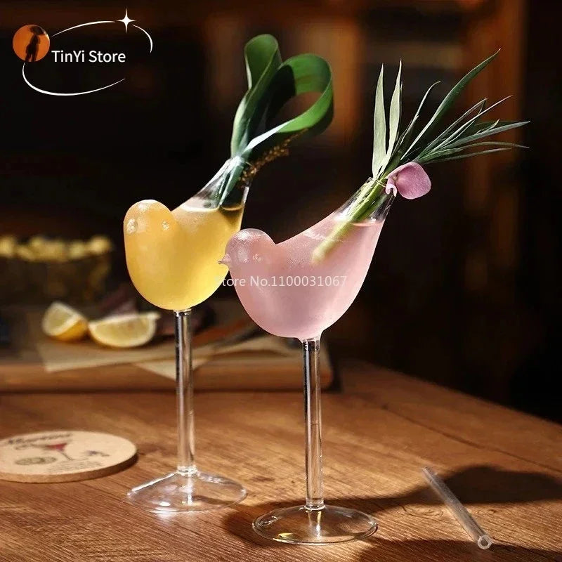 DecorBites™ Heart Love Glass Mug Set - Couple Cups, Bird & Cocktail Glass Tea Coffee Cup