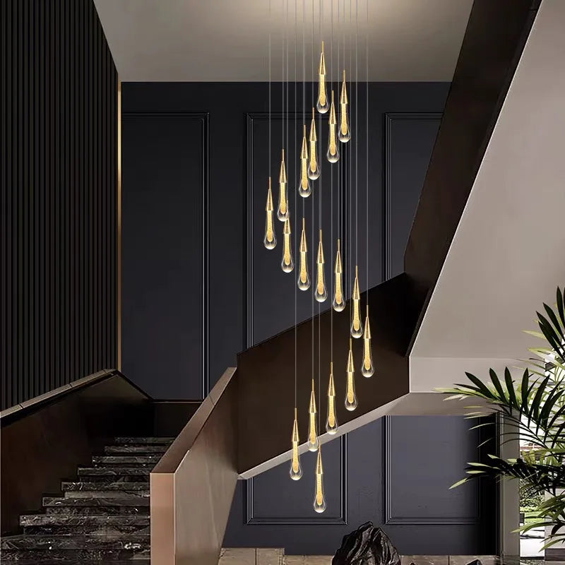 DecorBites™ Crystal LED Chandelier: Modern Loft Art Pendant Lighting for Restaurant, Bar, Staircase