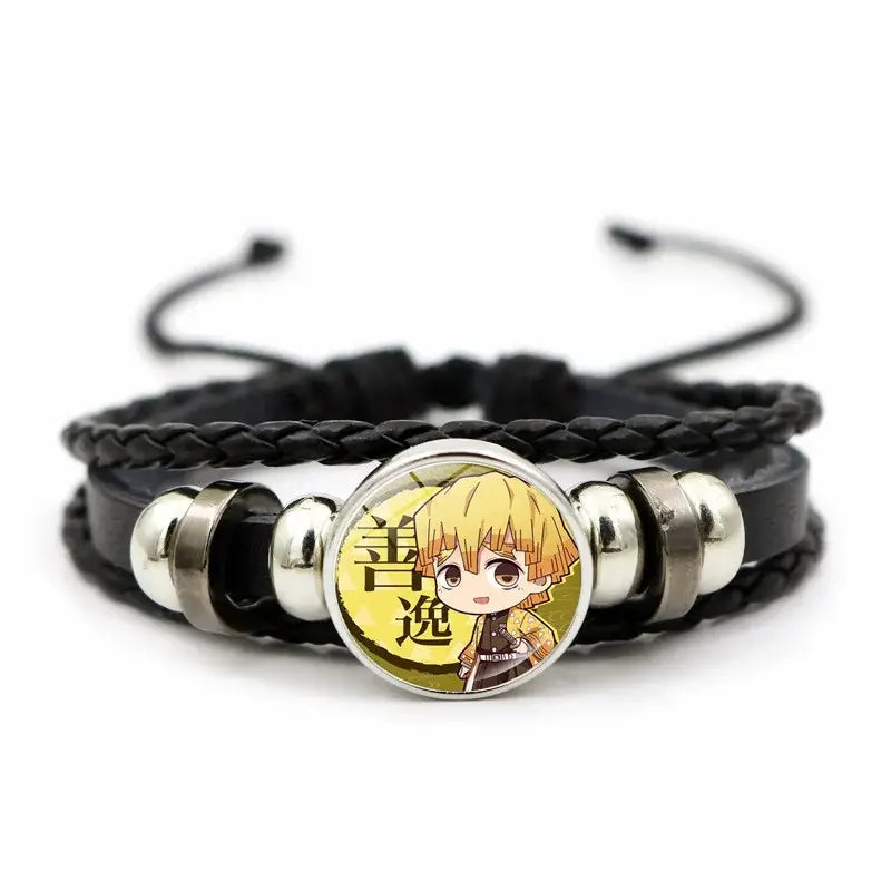 Demon Slayer Bracelet: Tanjiro & Nezuko Leather Charm