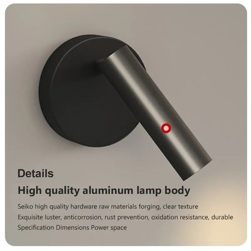 DecorBites™ Gold Aluminum LED Wall Lamp Rotatable for Bedroom Living Room Office