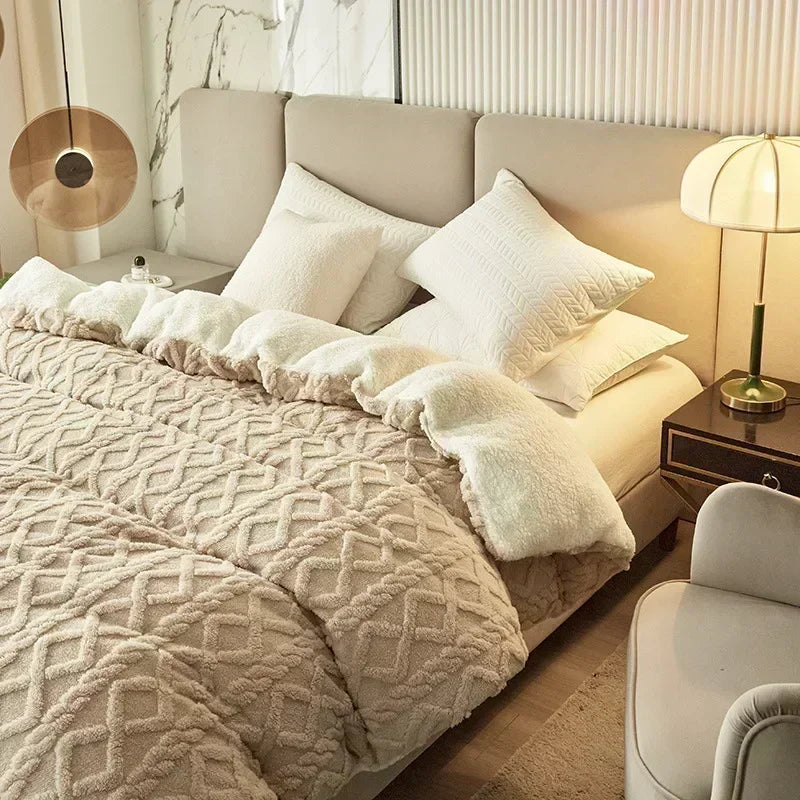 DecorBites™ Cozy Cashmere Blanket Duvet Cover - Soft Warm Fleece Quilt Cover for Beds