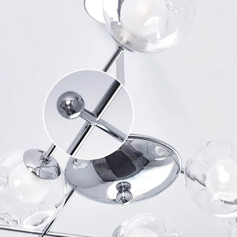 DecorBites™ Glass Ball LED Chandelier Chrome Pendant Lamp for Home Decor
