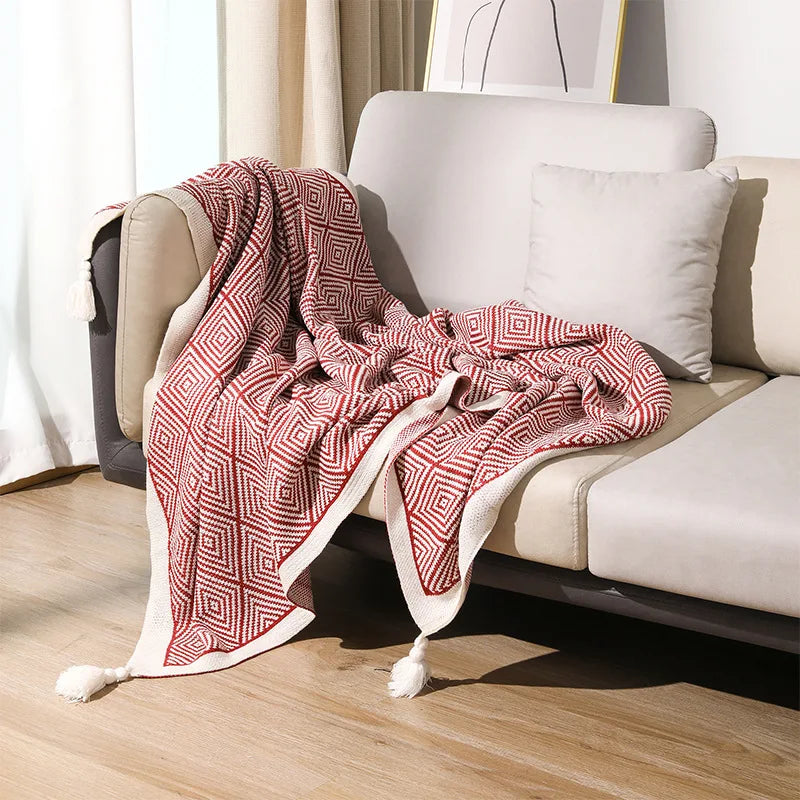 DecorBites™ Geometric Tassel Blanket - Nordic Style Sofa Throw and Bohemian Decor Rug