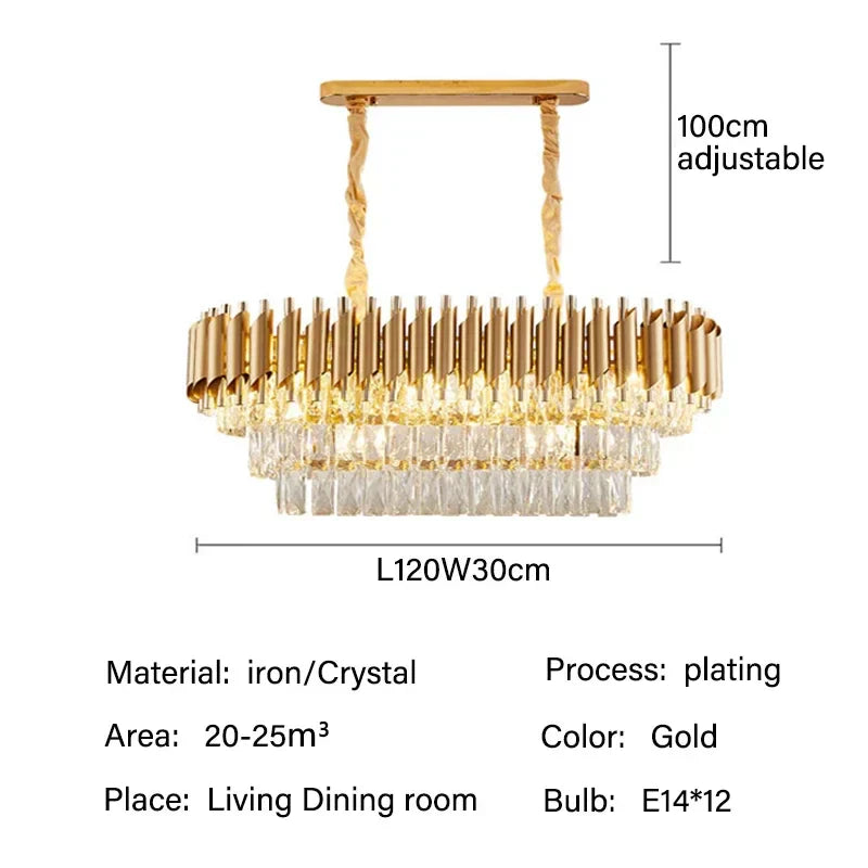 DecorBites™ Crystal Pendant Chandelier - Modern Luxury LED Lighting for Living, Dining, Bedroom