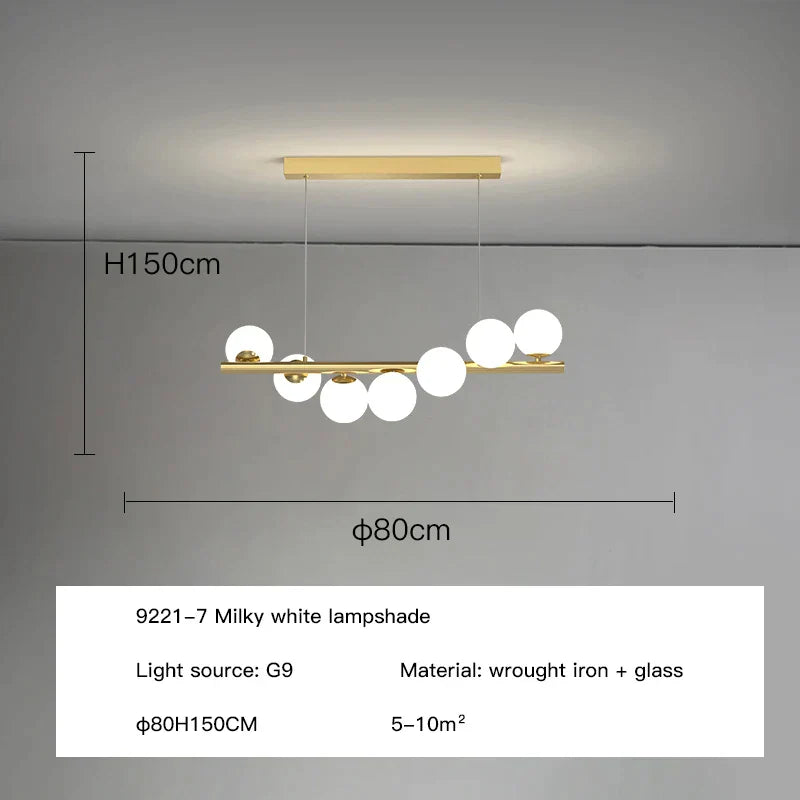 DecorBites™ Glass Ball G9 LED Ceiling Chandelier for Living Dining Kitchen Decor