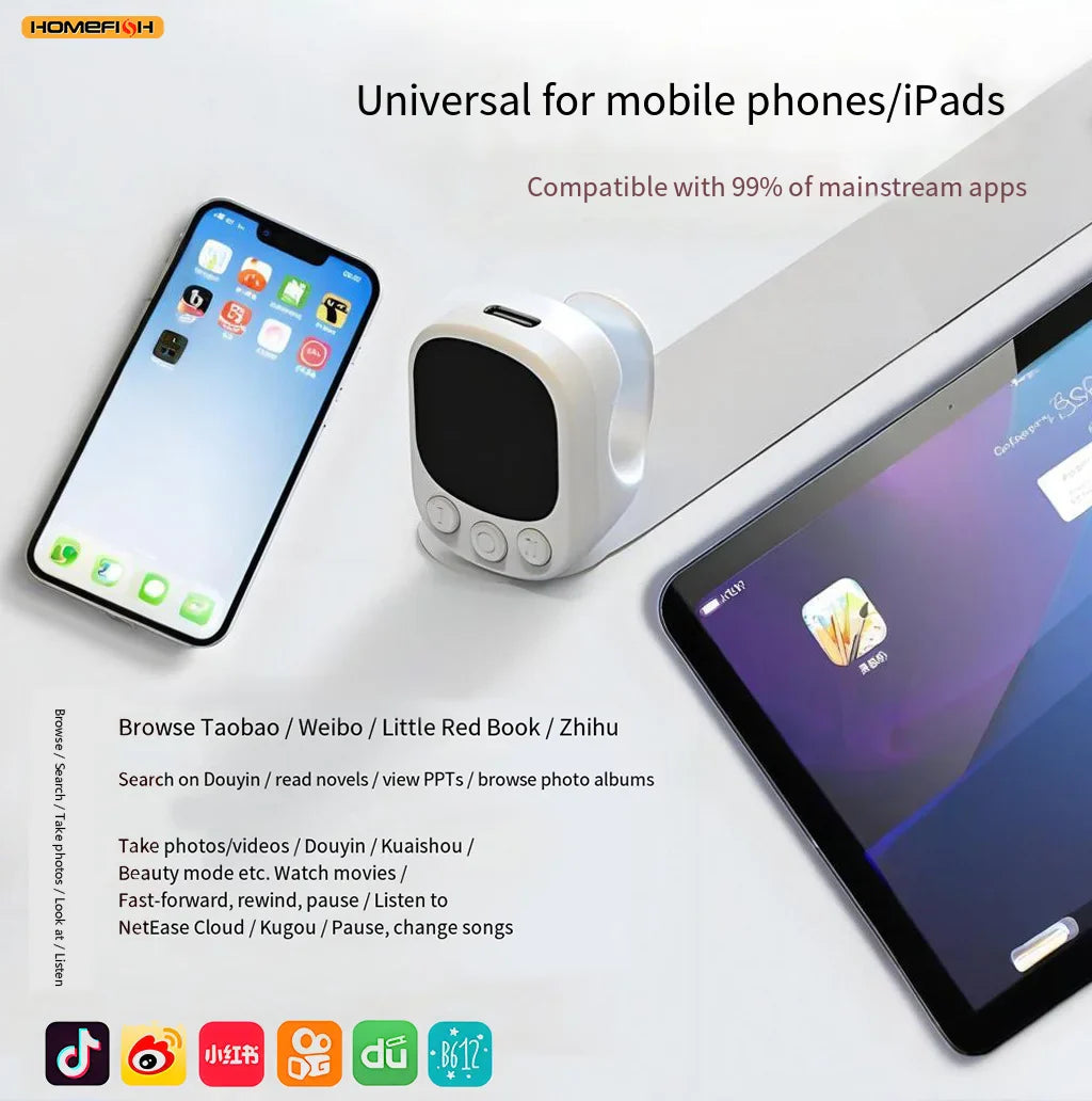 Mouse Ring Remote Control with Touchpad,Smart Automatic Screen Clicker Device，Continuous Clicker，Scrolling Ring Remote Control S