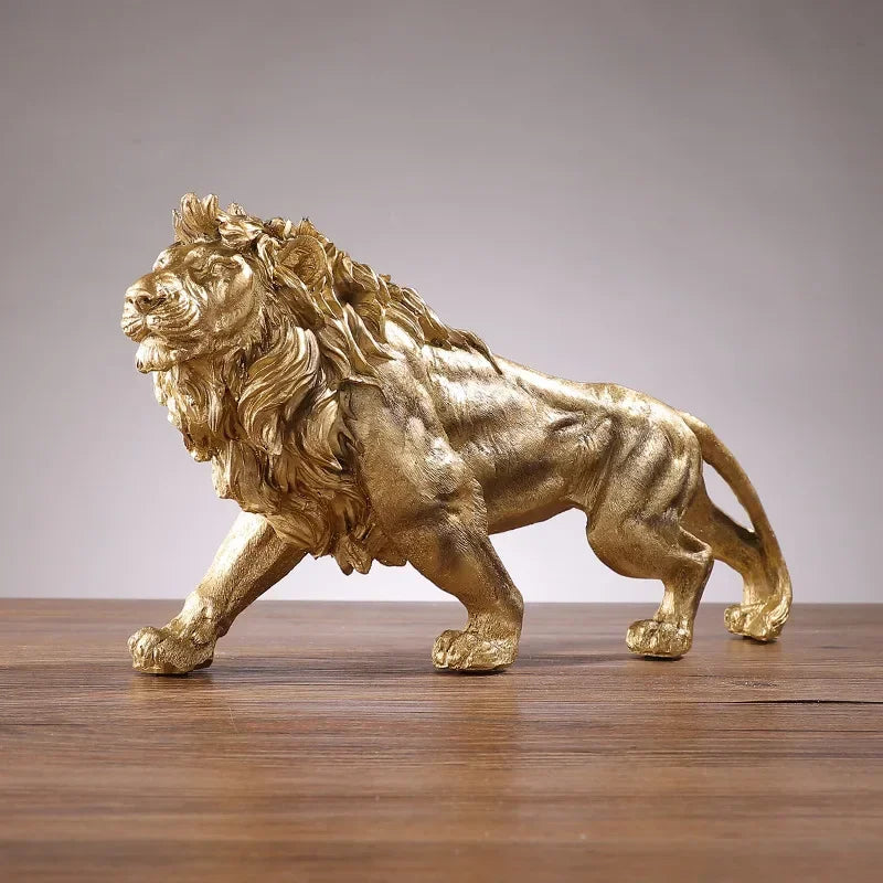 DecorBites™ Golden Lion King Resin Statue Ornament for Home Office Desktop Decoration