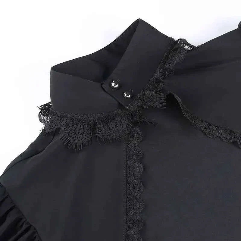 Gothic Lantern Sleeve Long Sleeve Crop Blouse