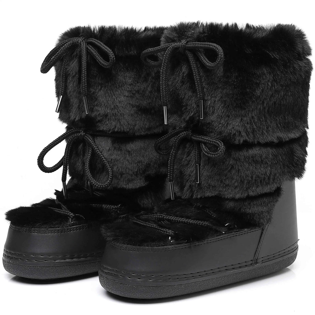 Faux Fox Fur Snow Boots Furry Warm Cotton Boots Female Outdoor Ski Boots