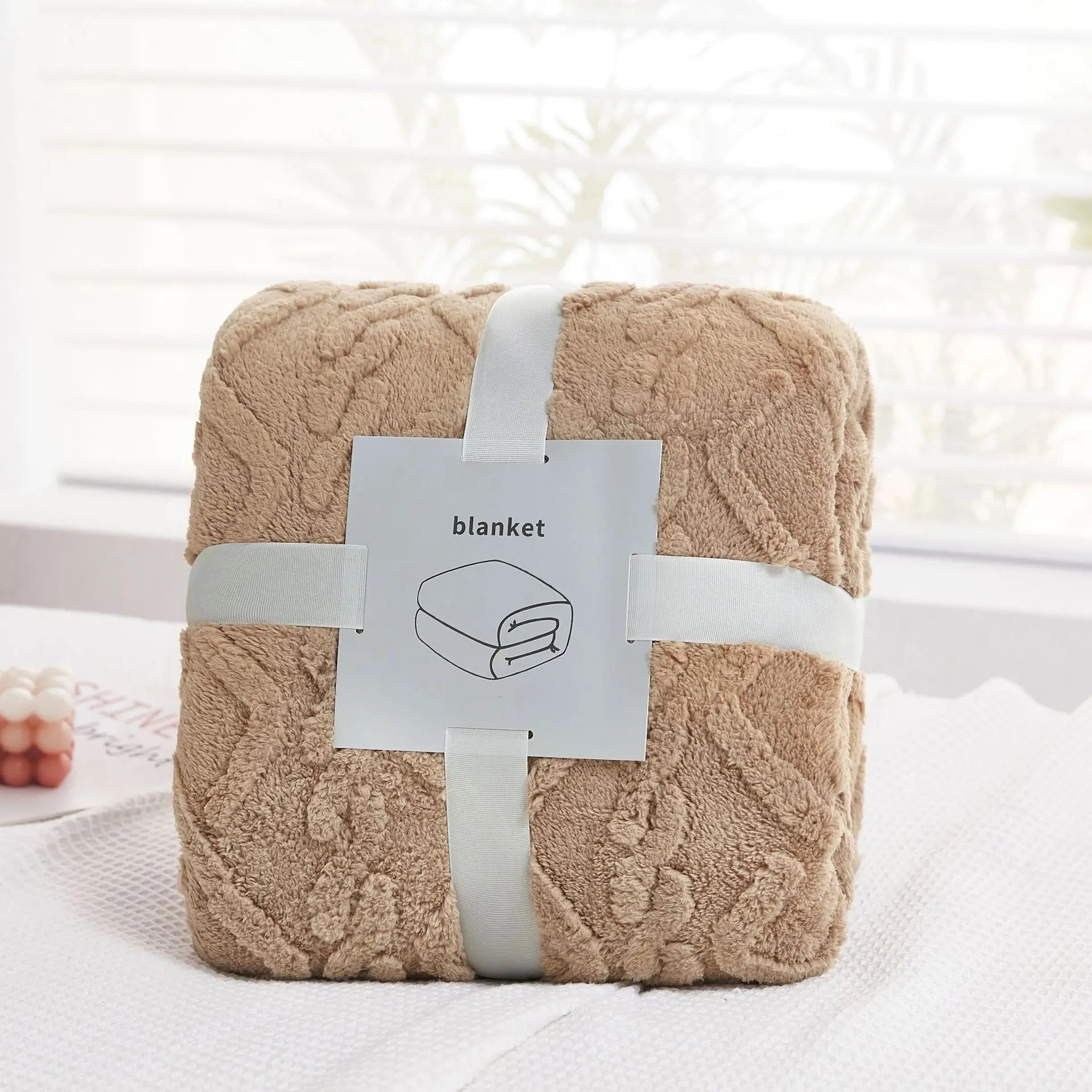 DecorBites™ Cozy Jacquard Plush Blanket: Soft Winter Sofa Throw, Office Travel Nap Shawl