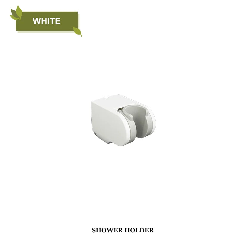 DecorBites™ Adjustable Shower Head Holder Wall Mount for Bathroom • White ABS Fixture Base