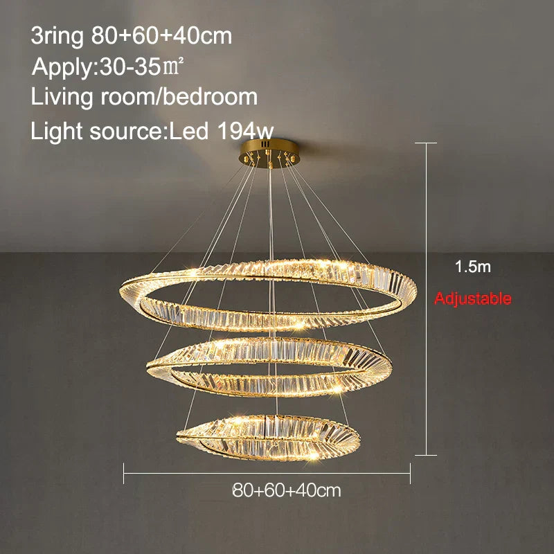 DecorBites™ Crystal Ring Ceiling Lamp - Modern Luxury LED Chandelier for Master Bedroom & Living Room