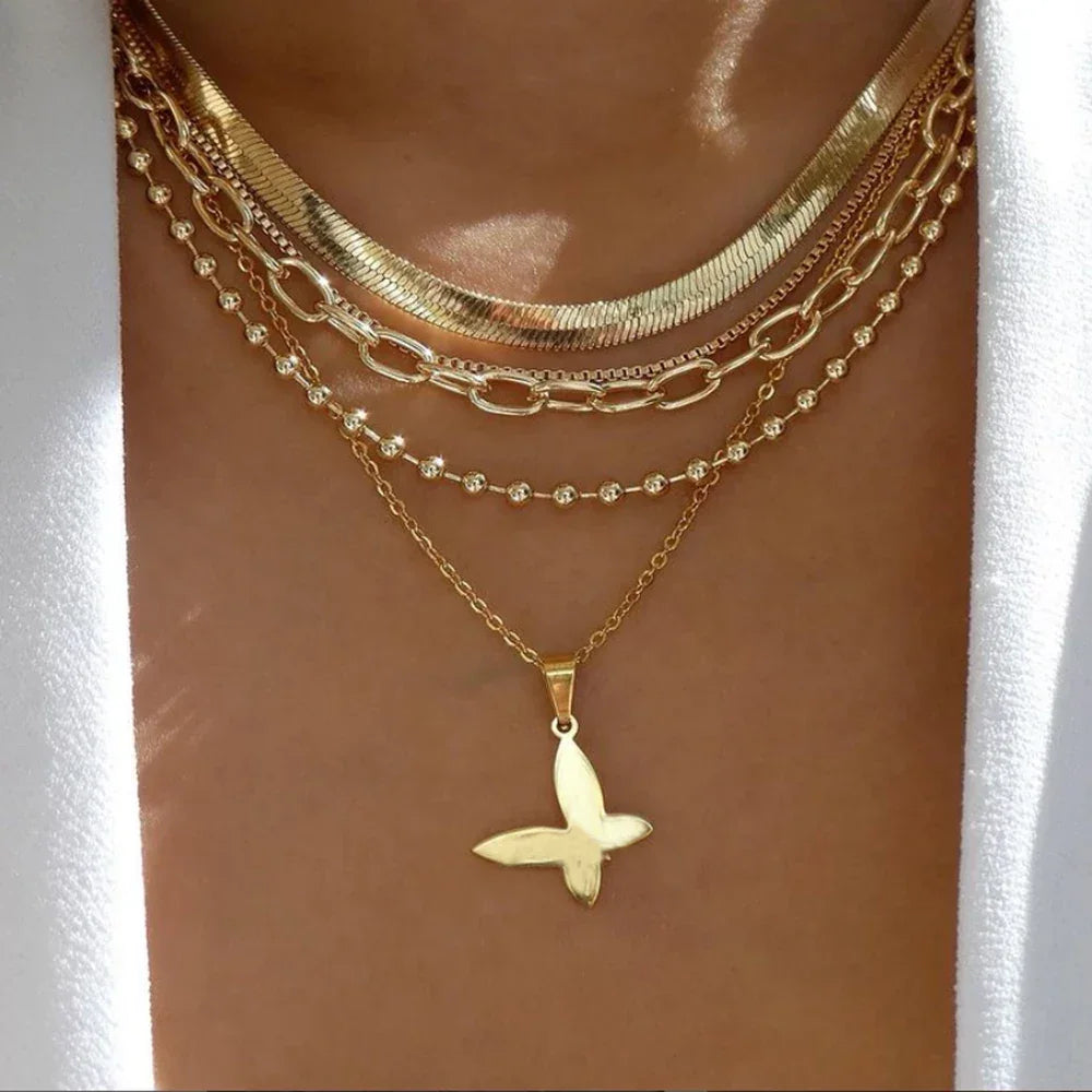 Boho Multi-Layer Crystal Pendant Necklaces