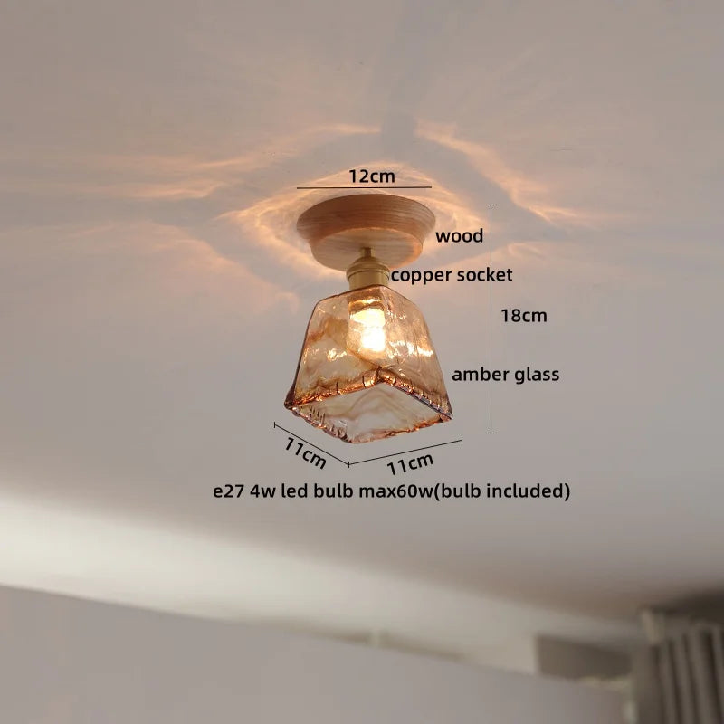 DecorBites™ Glass Wood LED Ceiling Light Modern Ceiling Lamp