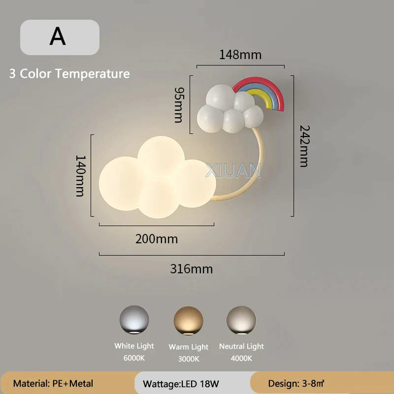 DecorBites™ Kids Airplane Wall Light with Rainbow Kite Design