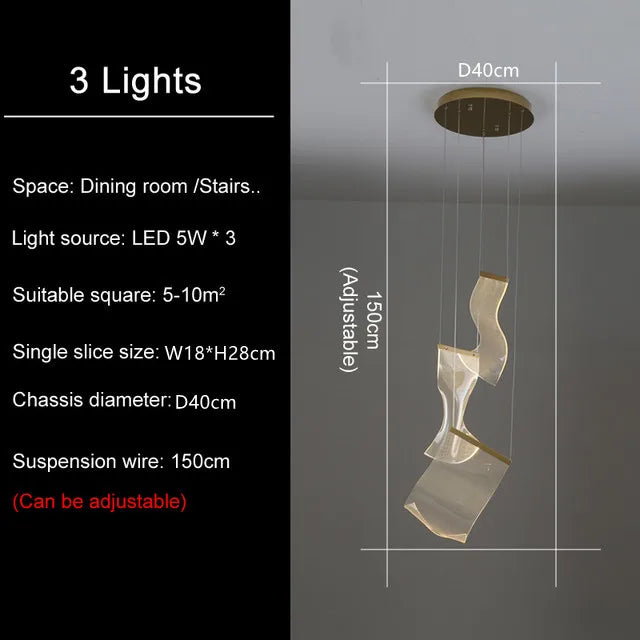 DecorBites™ LED Light Guide Ceiling Chandelier Modern Novelty for Living Room Decor Lighting