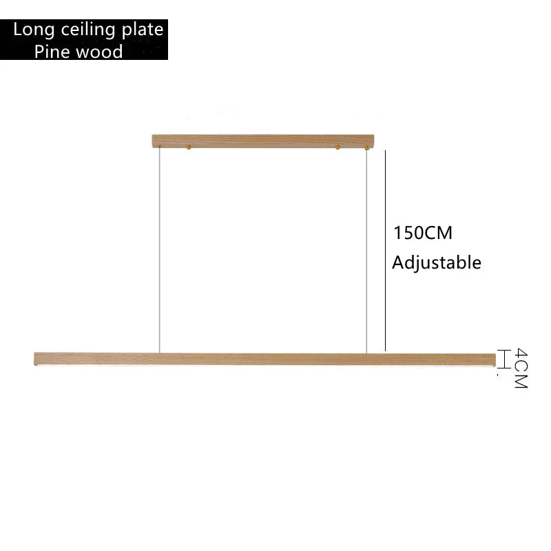 DecorBites™ Dimmable Wooden Pendant Lamp: Long Strip Minimalist Hanging Indoor Lighting