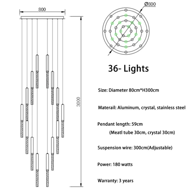 DecorBites™ Crystal LED Chandelier: Stylish Lighting for Staircase & Living Room