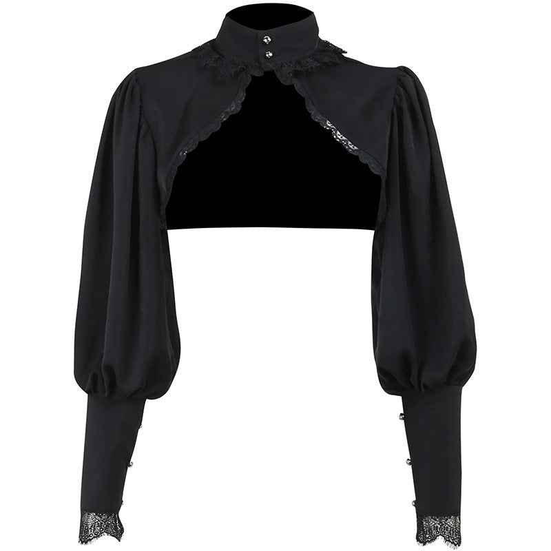 Gothic Lantern Sleeve Long Sleeve Crop Blouse