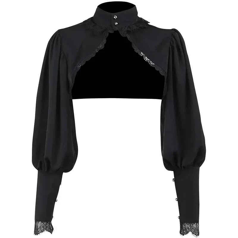 Gothic Lantern Sleeve Long Sleeve Crop Blouse