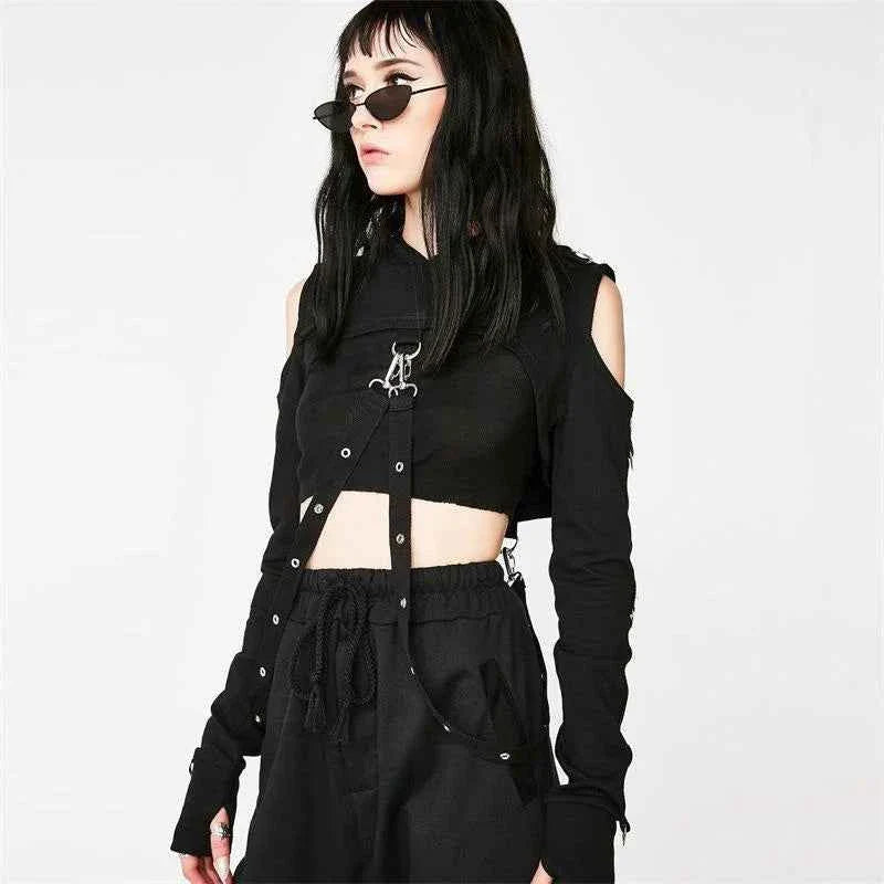 Women's Dark Gothic Crop Top Sweatshirt | Punk Aesthetic | MUNSIEUR