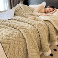 DecorBites™ Double-Layer Coral Fleece Blanket: Super Soft Queen King Quilt for Winter