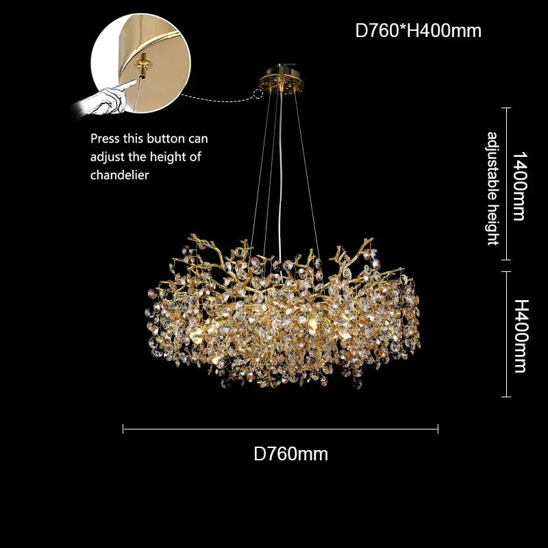 DecorBites™ Crystal Sunflower Branch Chandelier: Luxurious Indoor Branch-Shaped Light