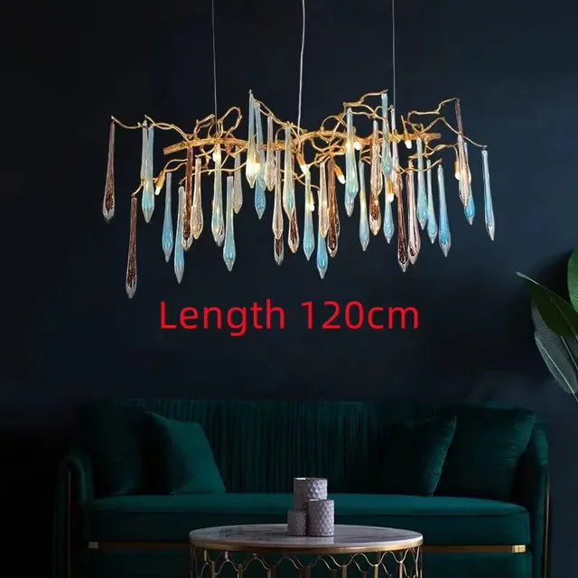 DecorBites™ Crystal Water Drop LED Chandeliers: Modern Luxury Branch Design for Living & Dining Rooms