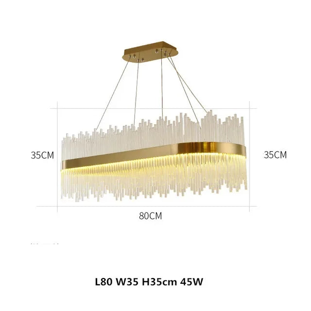 DecorBites™ Gold Crystal Chandelier: Dimmable Luxury Pendant Lamp for Bedroom, Living Room & Hotel