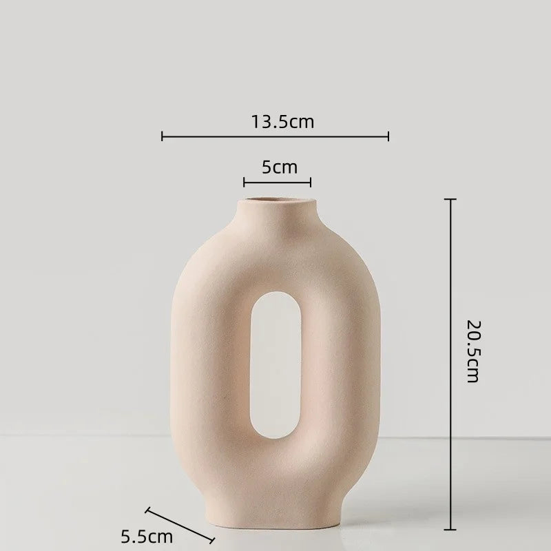 DecorBites™ Geometric Ceramic Vase: Hollowed-out Letters Flower Arrangement Home Decor