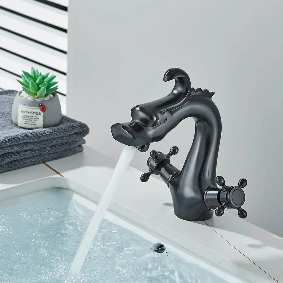 DecorBites™ Dragon Style Bathroom Basin Faucet with Hot Cold Water Mixer Tap