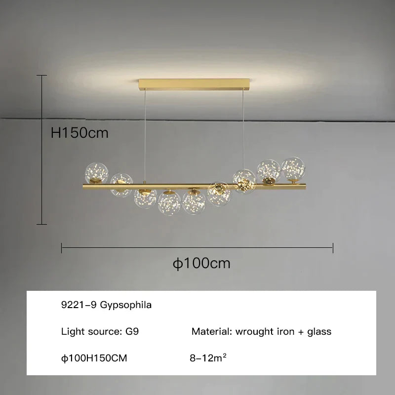 DecorBites™ Glass Ball G9 LED Ceiling Chandelier for Living Dining Kitchen Decor