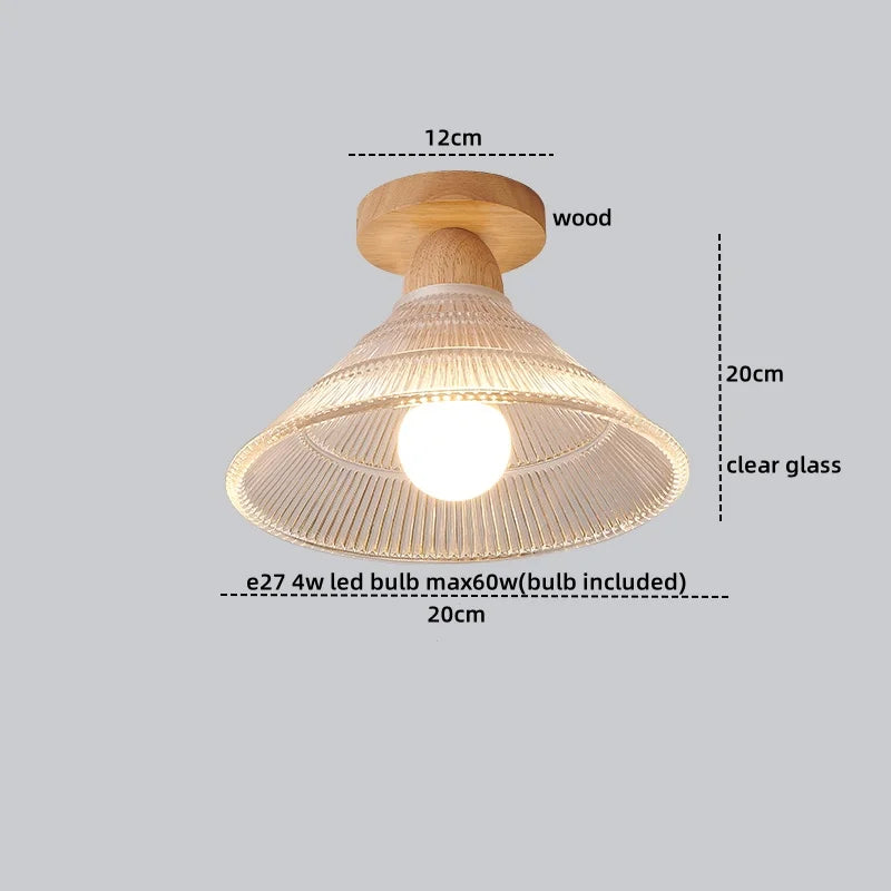 DecorBites™ Crystal Wood LED Ceiling Lamp Clear Glass Modern Indoor Lighting