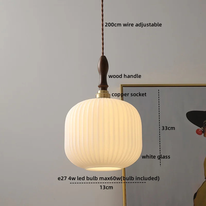 DecorBites™ Green Glass LED Pendant Lamp with Knob Switch, Copper Chandelier