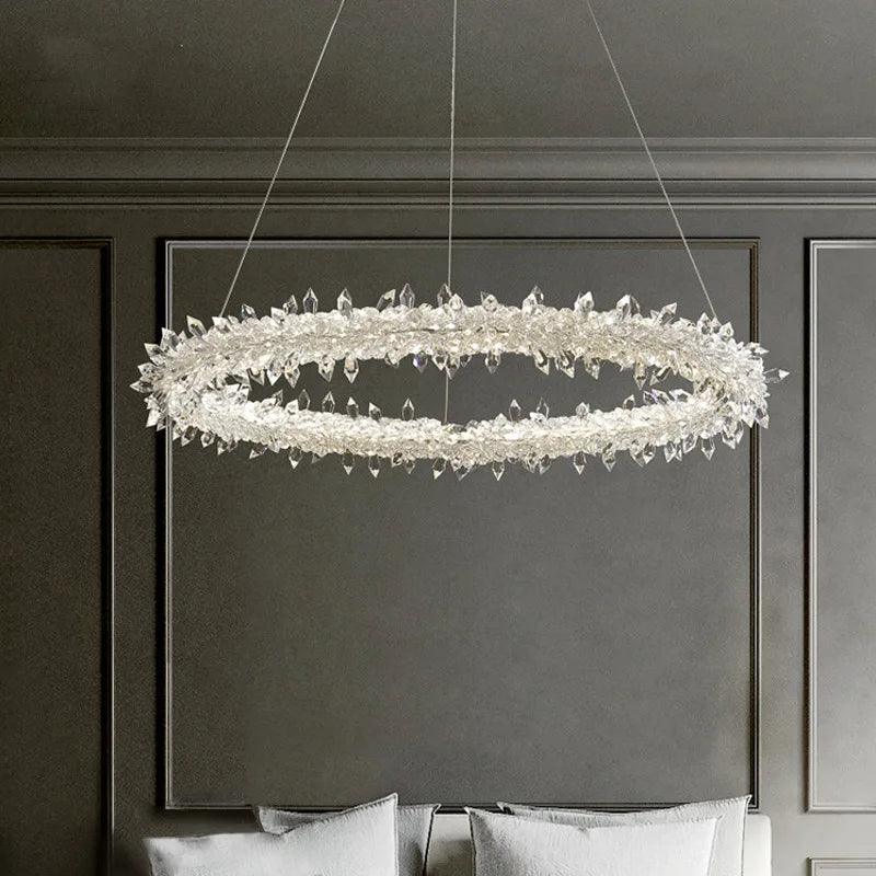 DecorBites™ Luxe Crystal Pendant Light - Dimmable LED Art Deco Circle Lamp