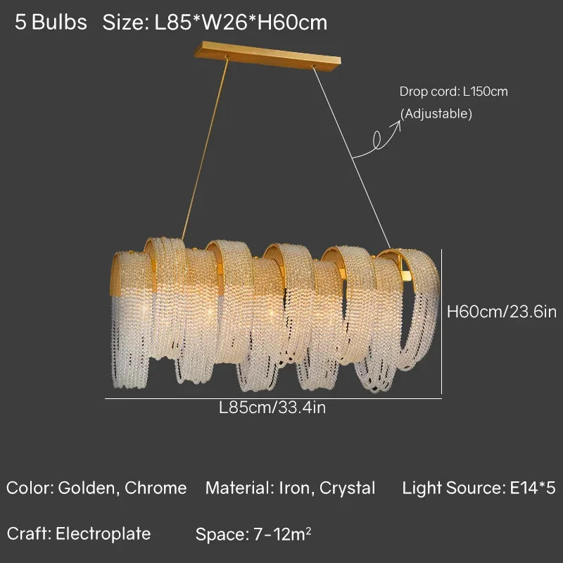 DecorBites™ Crystal Tassels LED Ceiling Chandelier for Elegant Home Decor Lighting