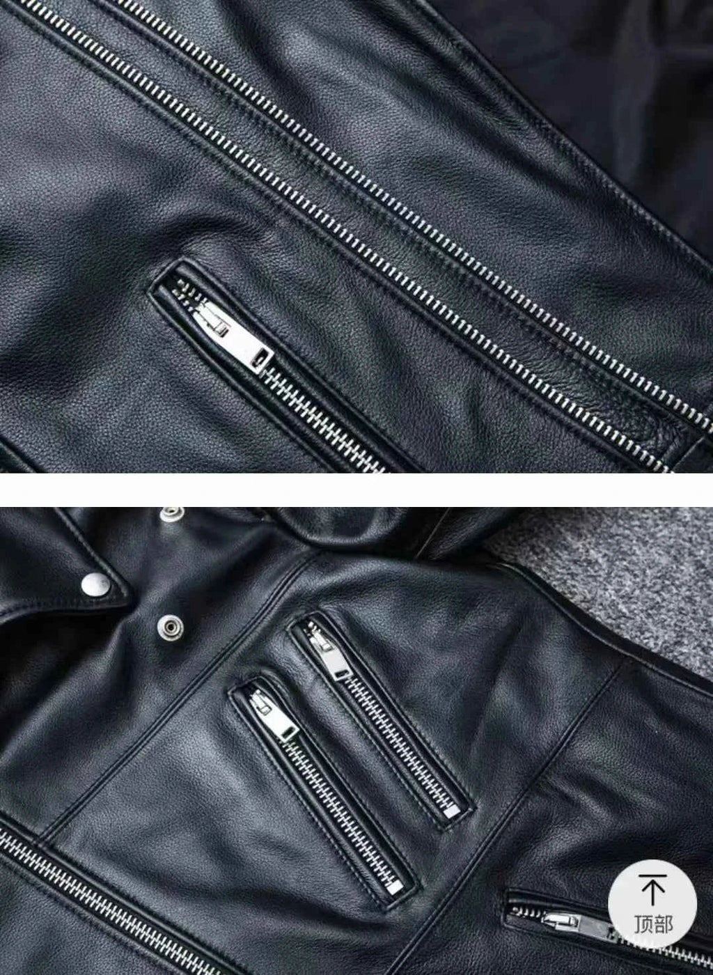 Unisex Oversized Button-down PU Leather Coat with Multiple Zippers Polo Jacket, with Many Zippers